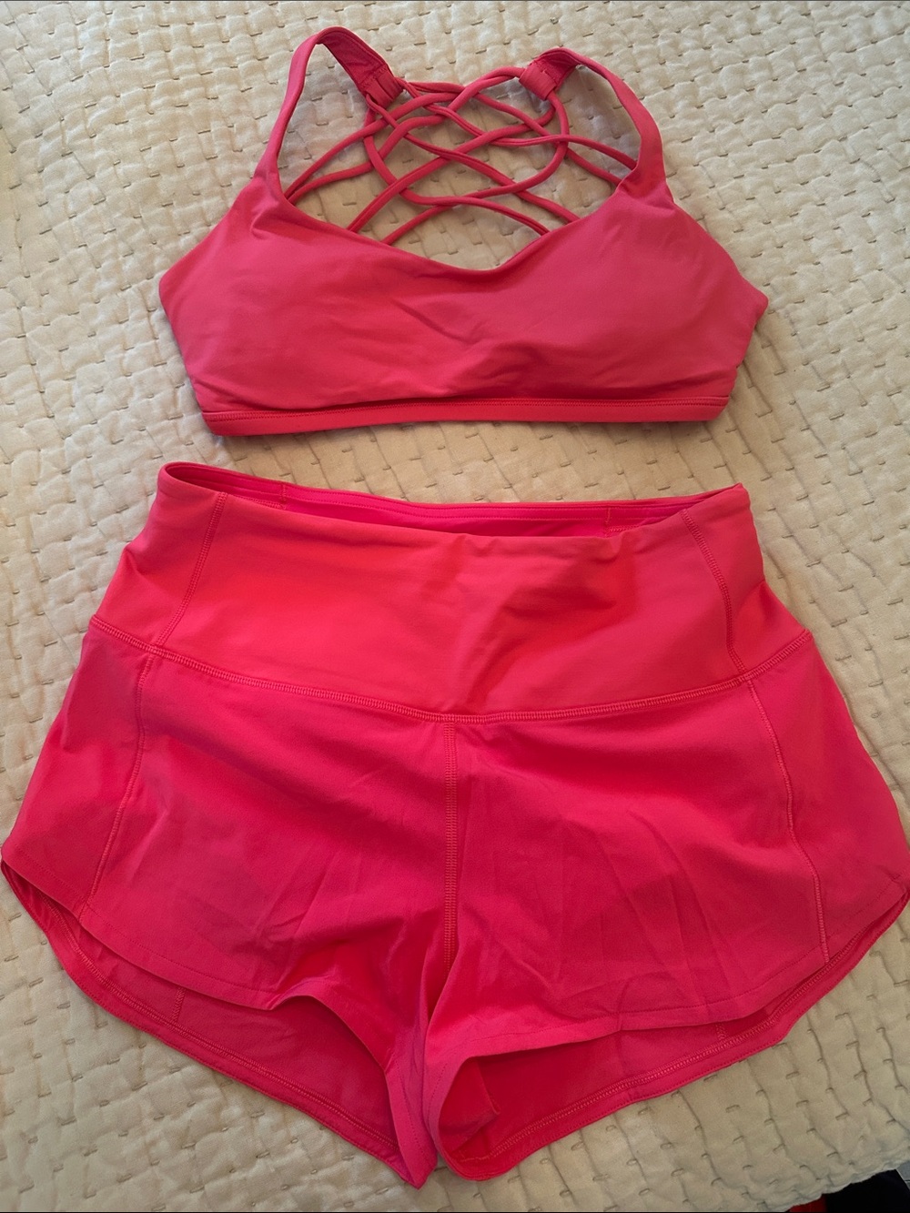 lululemon athletica Hot Pink Running Skirt-Shorts and Wild Thing Bra